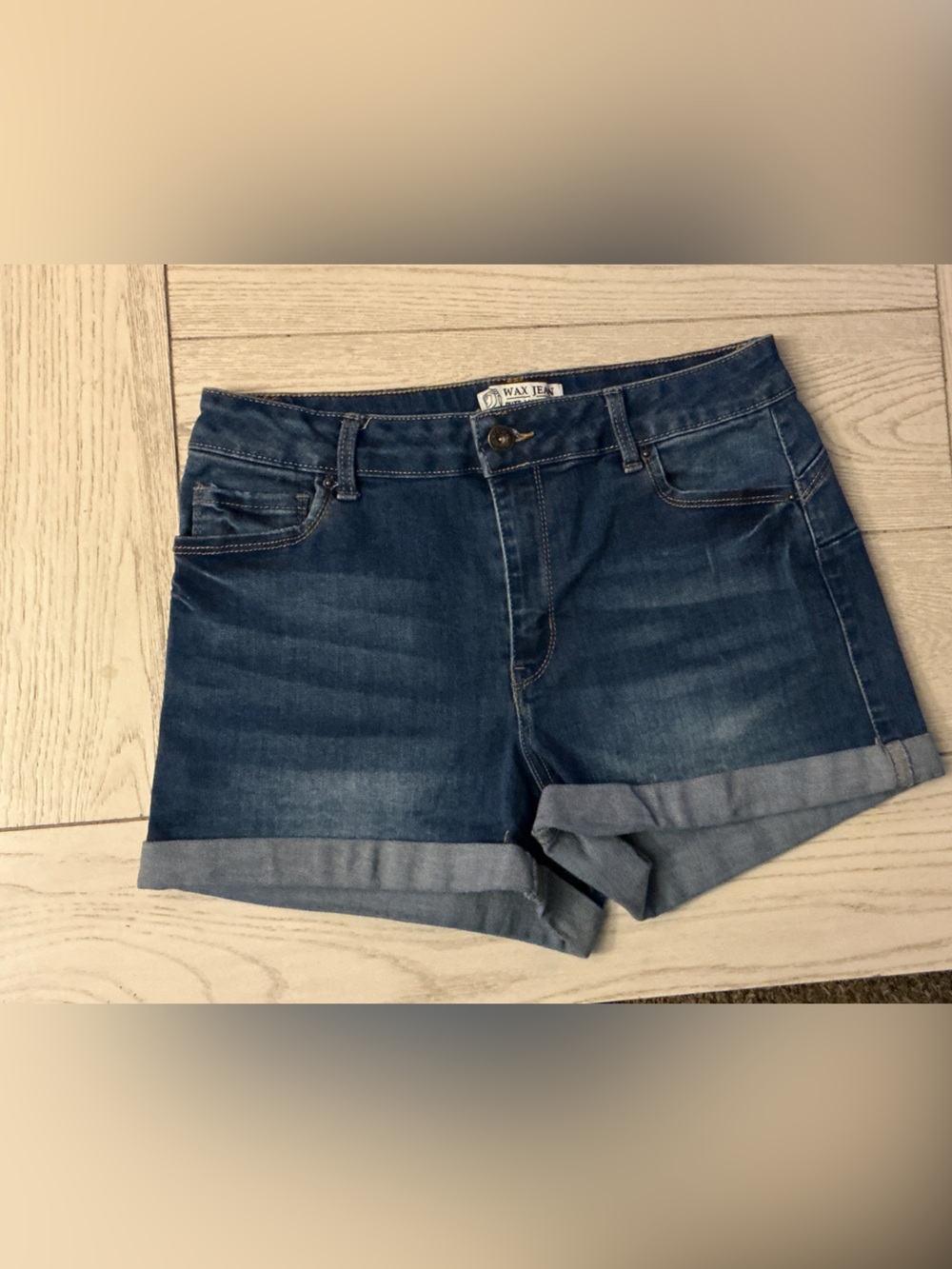 Wax Jean Dark Blue Rolled Cuff Denim Shorts
